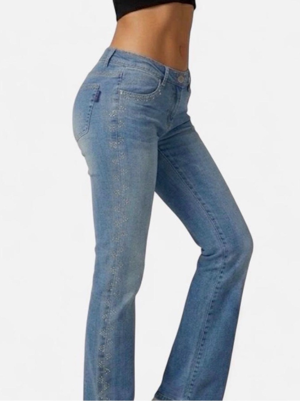Platinum Plush Low Rise Embellished Bootcut Jeans- Vintage Y2K